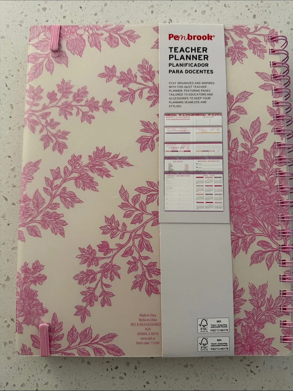 Penbrook Floral Teacher Planner - Pink Floral